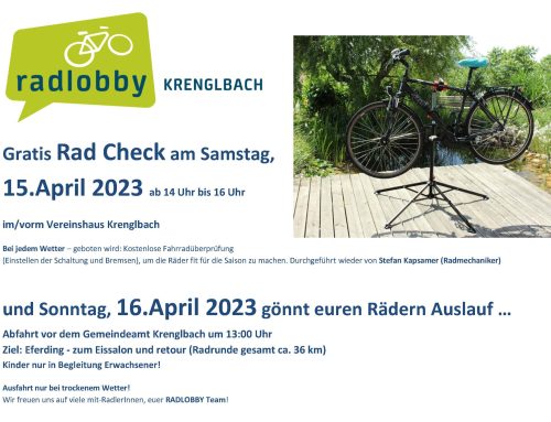 Radlobby Krenglbach – Gratis Rad Check – 15. April 2023